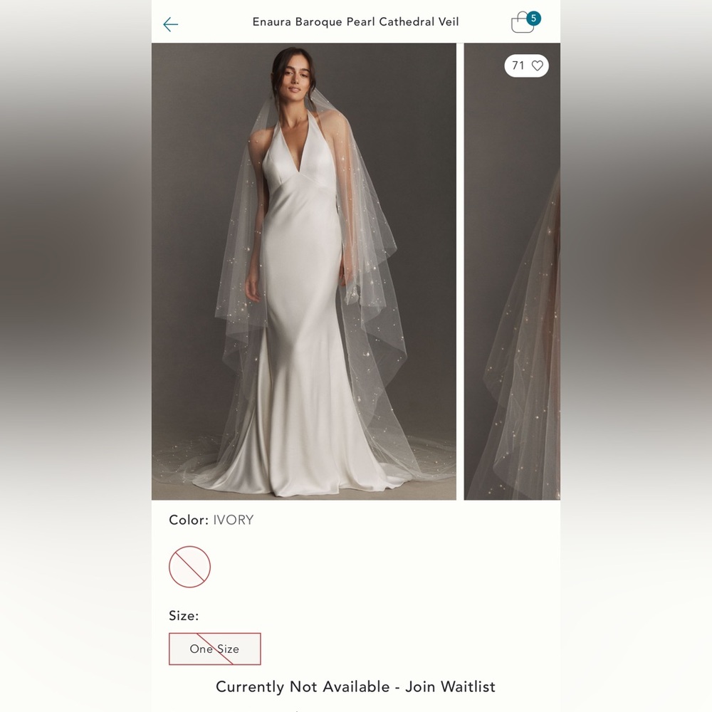 Enaura Baroque pearl cathedral wedding veil (ivory) SOLD OUT ON SITE